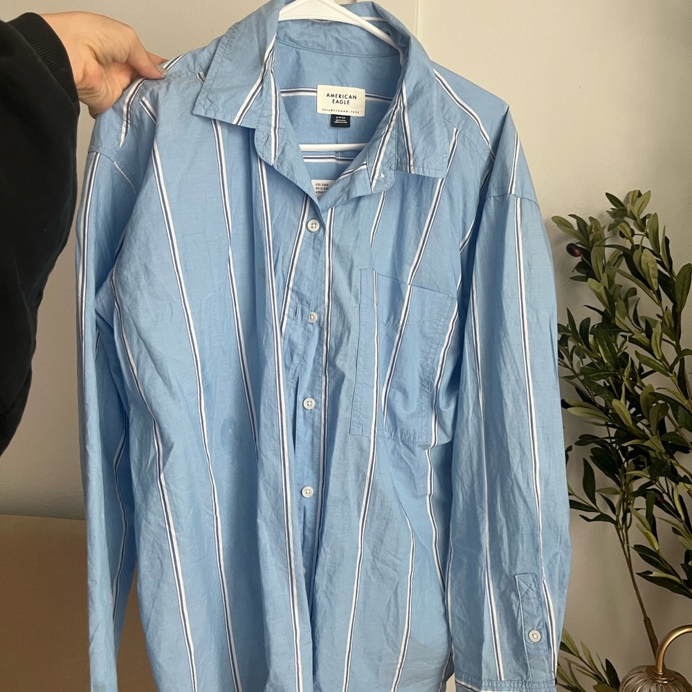 American Eagle Outfitters Light Blue Striped Shirt